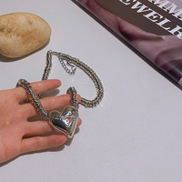 Silver Metal Heart Necklace - Thumbnail 2