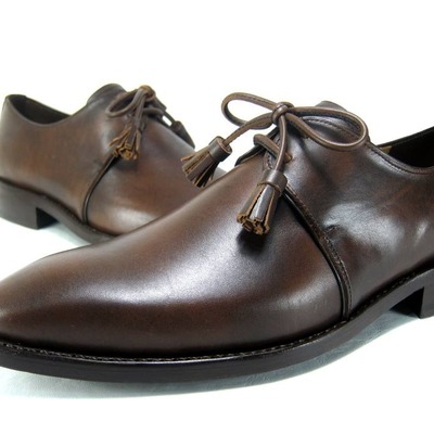 New men's hand stitch brown leather lace up formal shoes