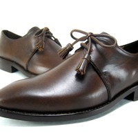 New Men's Hand Stitch Brown Leather Lace Up Formal Shoes - Thumbnail 1
