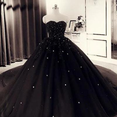 Vintage black ball gown mermaid prom dresses