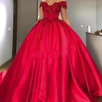 Off Shoulder romantic wine red long Prom Dress  - Thumbnail 1