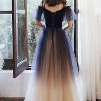 Stylish Velvet Tulle Long Prom Dress Evening Dress - Thumbnail 5