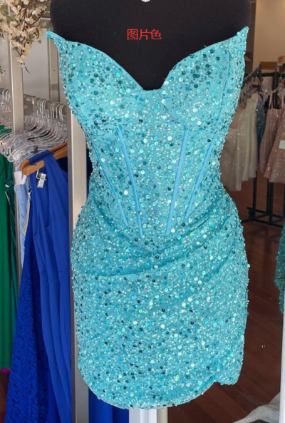 Sky Blue Short Homecoming Dresses Prom Dresses Corset