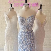 Cute Mermaid Sweetheart Blue White Lace Prom Dresses - Thumbnail 1