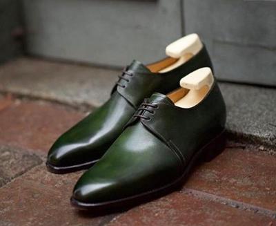 Mens Natural Leave Contrat Leather Beautiful Dress Lace Up Shoes Handmade Choice