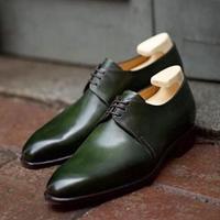 Mens Natural Leave Contrat Leather Beautiful Dress Lace Up Shoes Handmade Choice - Thumbnail 1