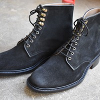 Luxury Men's Hand Stitch Black Genuine Suede Lace Up Boot - Thumbnail 1