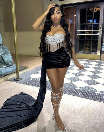 Sexy Black Short Prom Dress With Silver Sequin