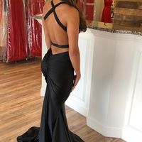 SP2000,Sexy Prom Dress Black Evening Dresses Mermaid Prom Dress Satin Dresses - Thumbnail 3