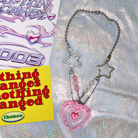 Y2K star pin love heart chain necklace - Thumbnail 2