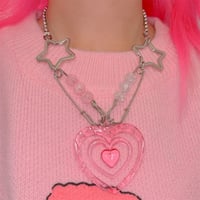 Y2K star pin love heart chain necklace - Thumbnail 4