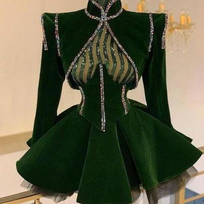 Fashion green short homecoming dresses with sequin  - Thumbnail 2