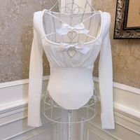 Sweetheart Princess Cross Bow Halter Top Long Sleeve Blue White Pink Red Sweater Top - Thumbnail 3