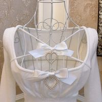 Sweetheart Princess Cross Bow Halter Top Long Sleeve Blue White Pink Red Sweater Top - Thumbnail 5