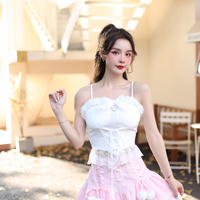 Sweetheart Princess Layered Cross Pink Ruffled Cake Short Skirt - Thumbnail 6