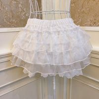 Sweetheart Princess Bow Layered Ruffled White Pink Gathered Short Skirt - Thumbnail 7