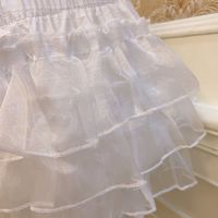 Sweetheart Princess Bow Layered Ruffled White Pink Gathered Short Skirt - Thumbnail 8