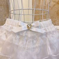Sweetheart Princess Bow Layered Ruffled White Pink Gathered Short Skirt - Thumbnail 5