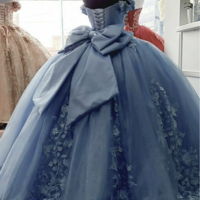 Ball Gown Dusty Blue Quinceanera Gown Princess Dresses Birthday Party - Thumbnail 1