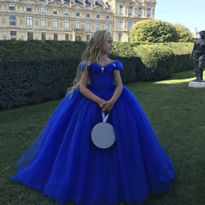 Royal blue dresses cinderella birthday gown for kid - Thumbnail 2