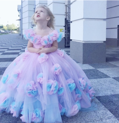 Off Shoulder Birthday Dresses with 3D Flowers