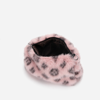 Classic Style Fluffy Fur Plush Leopard Pattern Pink Brown White Shoulder Messenger Bag - Thumbnail 2