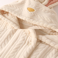 Cloudy and Sweet Love Rabbit Ears White Pink Japanese Cute Thick Warm Winter Top & Pants Pajamas Sleepwear Two Piece Set - Thumbnail 4