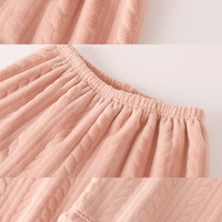 Cloudy and Sweet Love Rabbit Ears White Pink Japanese Cute Thick Warm Winter Top & Pants Pajamas Sleepwear Two Piece Set - Thumbnail 5