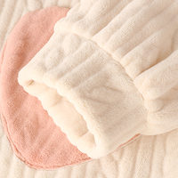 Cloudy and Sweet Love Rabbit Ears White Pink Japanese Cute Thick Warm Winter Top & Pants Pajamas Sleepwear Two Piece Set - Thumbnail 8