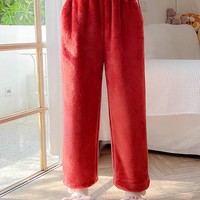 Winter Thick Warm Soft Cute Little Red Fox Ears Hoodies Nightgown Long Coat Pants Pajamas Two Piece Set - Thumbnail 8