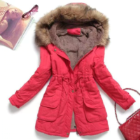 Warm Fluffy Winter Hooded Jacket Coat - Thumbnail 1