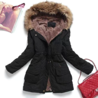 Warm Fluffy Winter Hooded Jacket Coat - Thumbnail 4