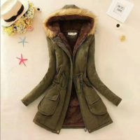 Warm Fluffy Winter Hooded Jacket Coat - Thumbnail 5