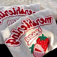 Strawberry Embroidery Short Sleeve T-shirt  - Thumbnail 4