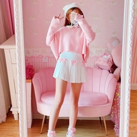 White Flare Pink Bow Pleated Tennis Skirt - Thumbnail 6