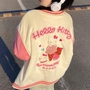 Pink Japanese Anime Cat Embroidery Patchwork Varsity Baseball Jacket-1