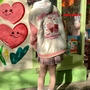 Pink Japanese Anime Cat Embroidery Patchwork Varsity Baseball Jacket-2