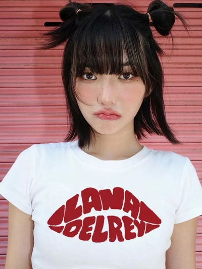 Music Letter Print Baby Cropped Short Sleeve T-shirt