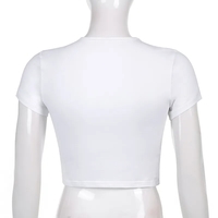 Mushroom Print Cropped Short Sleeve T-shirt - Thumbnail 4