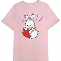 Pink Rabbit Ruffle Loose Short Sleeve T-shirt - Thumbnail 5
