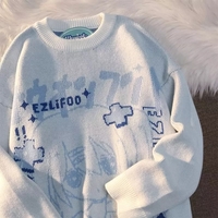 Anime Girl Oversized Knit Long Sleeve Sweater - Thumbnail 3