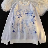 Anime Girl Oversized Knit Long Sleeve Sweater - Thumbnail 5