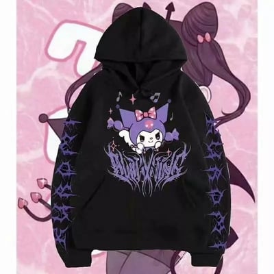 Japanese anime print long sleeve hoodie - Thumbnail 2