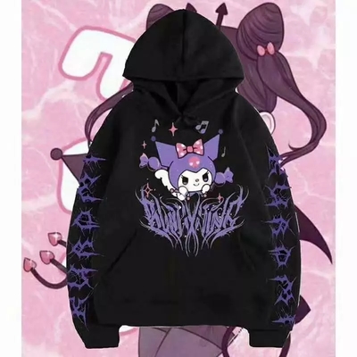 Japanese Anime Print Long Sleeve Hoodie