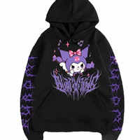 Japanese Anime Print Long Sleeve Hoodie - Thumbnail 1