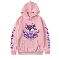 Japanese Anime Print Long Sleeve Hoodie - Thumbnail 5