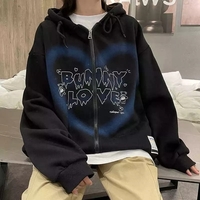 Bunny Love Heart Print Long Sleeve Hoodie - Thumbnail 3