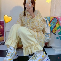 Sweet Pink Ruffle Corduroy High Waisted Wide Leg Trousers - Thumbnail 5