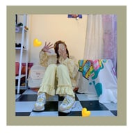 Sweet Pink Ruffle Corduroy High Waisted Wide Leg Trousers - Thumbnail 6