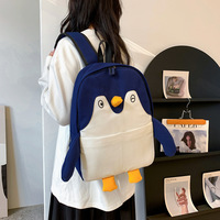 Cute Penguins Canvas Backpack - Thumbnail 2